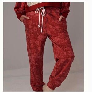 Anthropologie Red Floral Lounge Pants